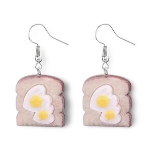Mini Brands Style Toast and Eggs Drop Earrings Gifts Eggs & Soilders